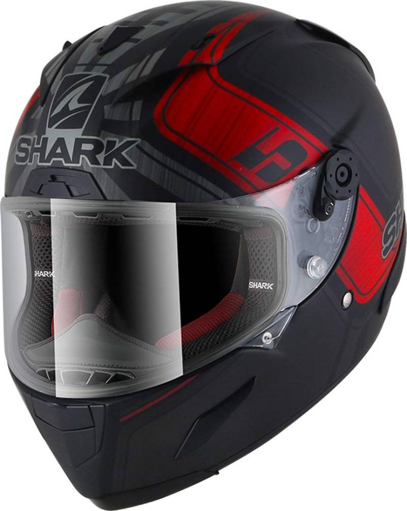 SHARK Herren NC Motorrad Helm, Schwarz/Grau/Rot, L von SHARK