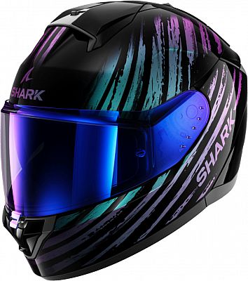 Shark Ridill 2 Assya, Integralhelm - Schwarz/Violett/Türkis - M von Shark