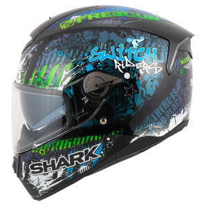 Shark Skwal Switch Riders 2 Louis Edition, Integralhelm Matt Schwarz Blau Grün von Shark