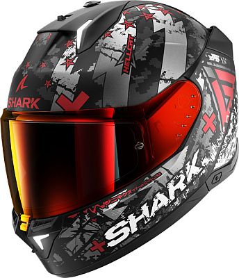 Shark Skwal i3 Hellcat, Integralhelm - Matt Schwarz/Silber/Rot - M von Shark