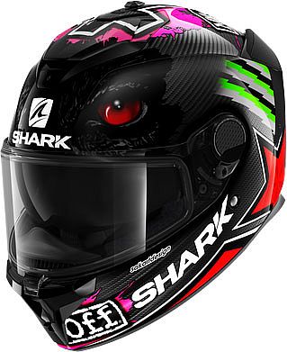 Shark Spartan GT Carbon Redding, Integralhelm - Schwarz/Rot/Neon-Pink/Neon-Grün - XL von Shark