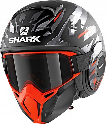 Shark Street Drak Kanhji, Jethelm - Matt-Schwarz/Grau/Orange - XS von Shark