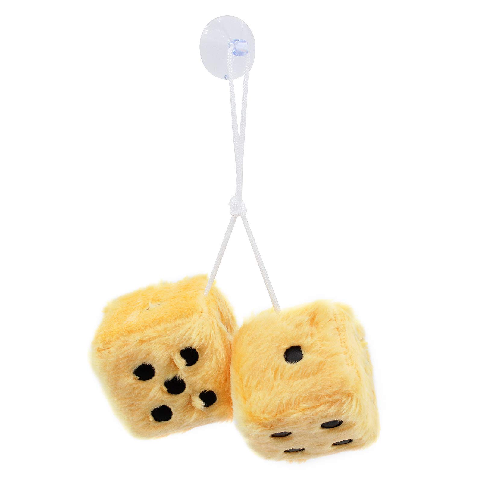 ShawFly Car Hanging Furry Dice, Paar hängende Paare Auto Anhänger mit Punkten für Auto Innenschmuck Dekoration, Innenwand, Kühlschrank Oberfläche ， Mehrere Farben zur Auswahl (Gelb) von ShawFly