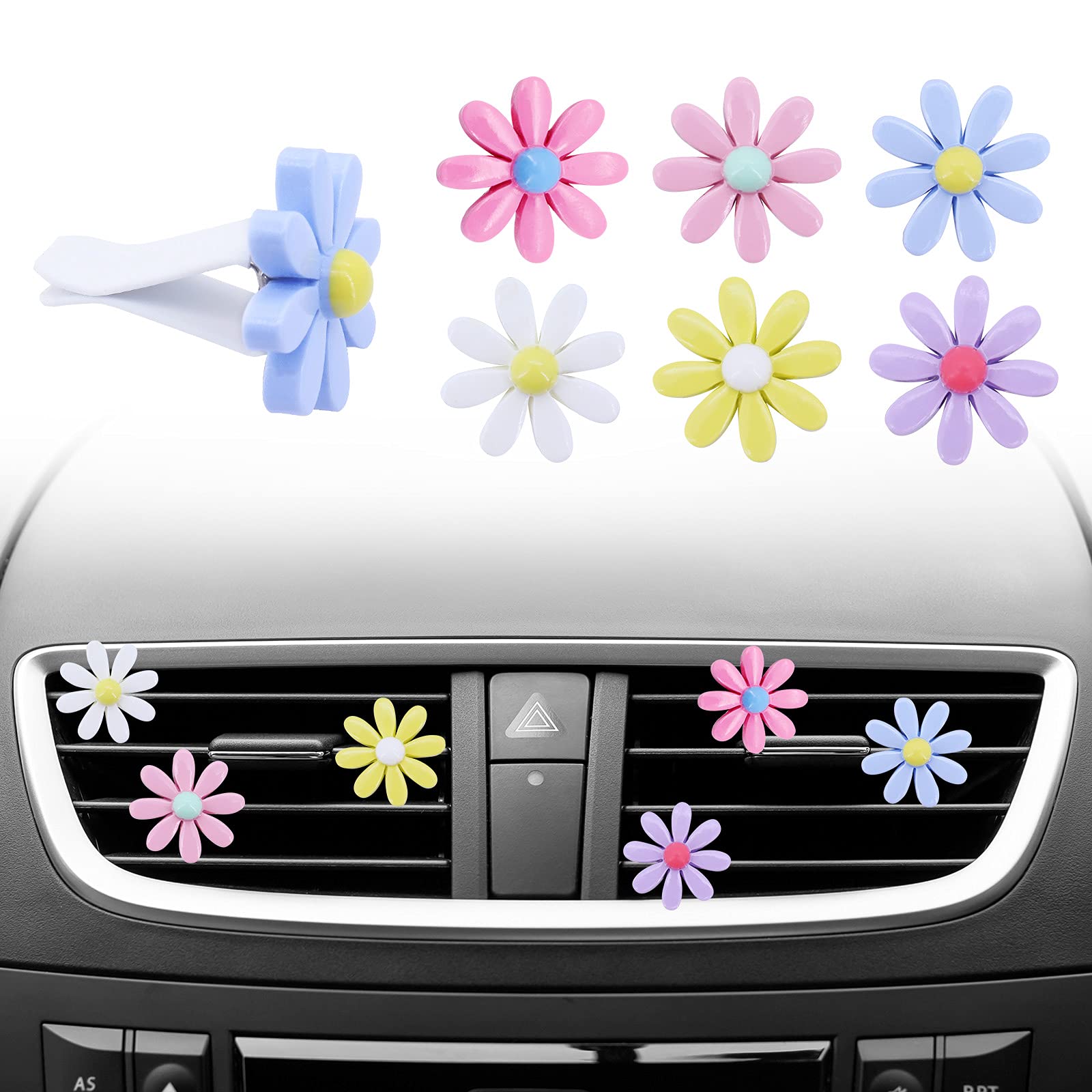ShawFly Flower Car Charm Vent Accessoires,6 stuks Daisy Flowers Vent Clips Auto Leuke Elegant Car Interior Decoratie(Daisy) von ShawFly