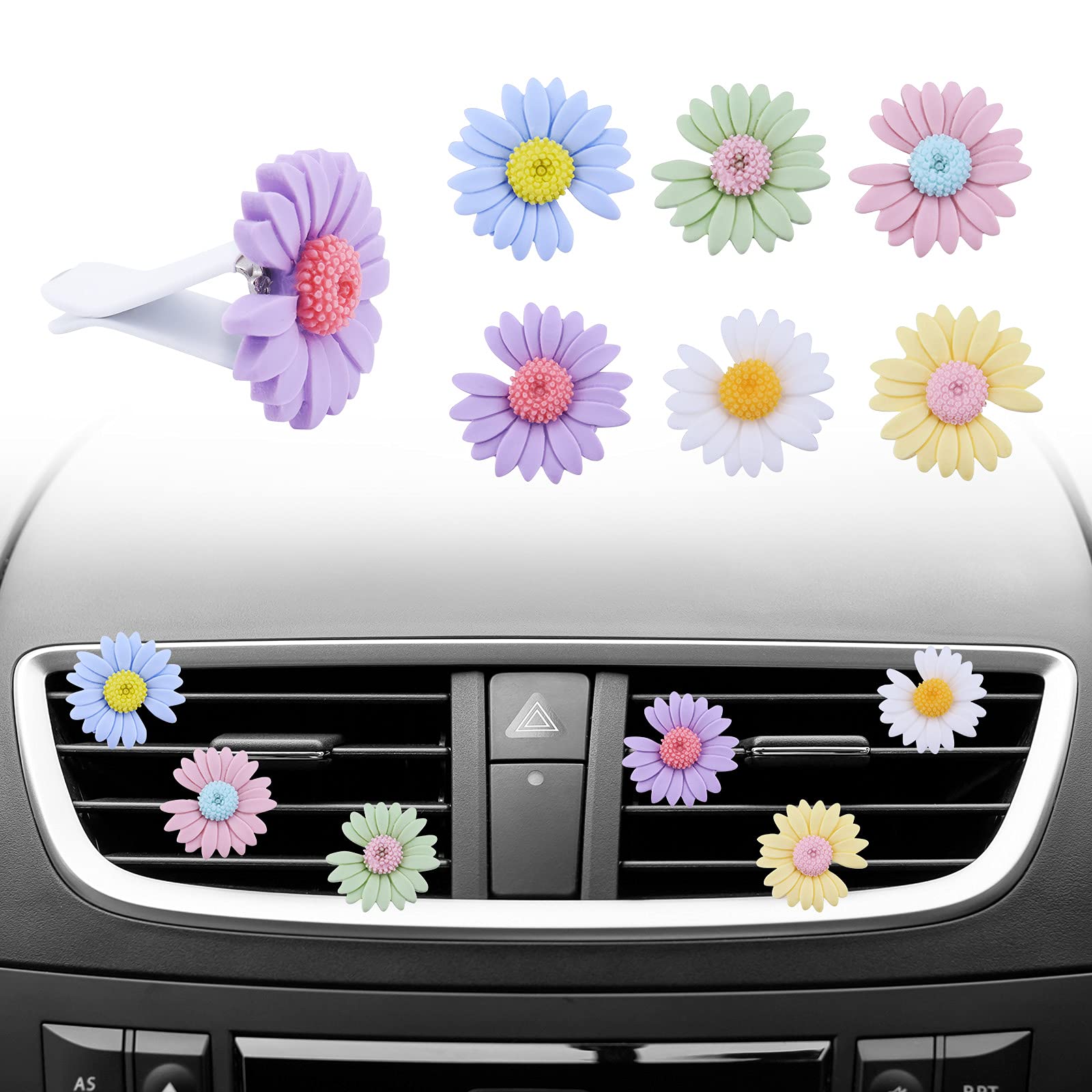 ShawFly Flower Car Charm Vent Accessoires,6 stuks Daisy Flowers Vent Clips Auto Leuke Elegant Car Interior Decoratie(Sunflower) von ShawFly