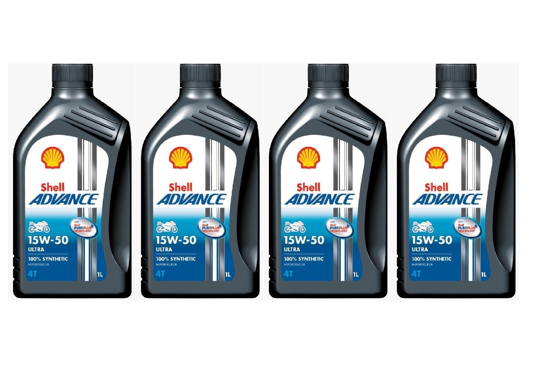 Shell Advance 4T Ultra Motoröl, 100 % synthetisch, 1 l, 4 Kanister von Shell