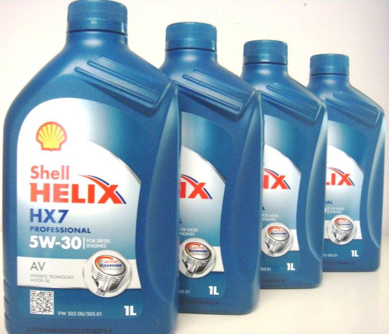 Shell Helix HX7 Professional AV 5 W30 VW 502,00 VW 505,01 4 Becher 1 l = 4 Liter von Shell