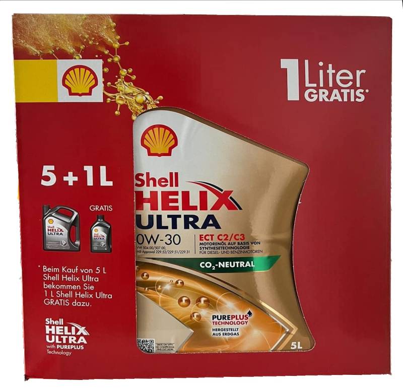 Shell Helix Ultra ECT C2 / C3 0W-30 1x5+1x1 Liter Motoröl von Shell