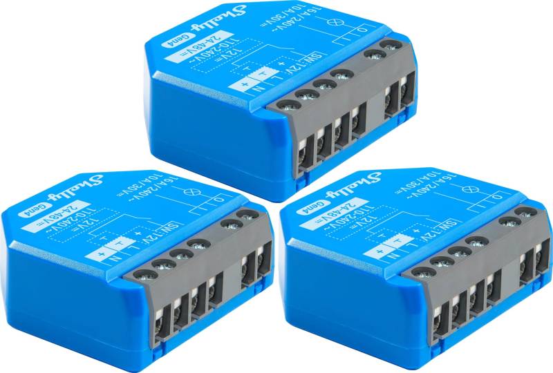 SHELLY Relais 1 Gen4, 16 A, WLAN, Bluetooth, blau, 3 Stück von Shelly