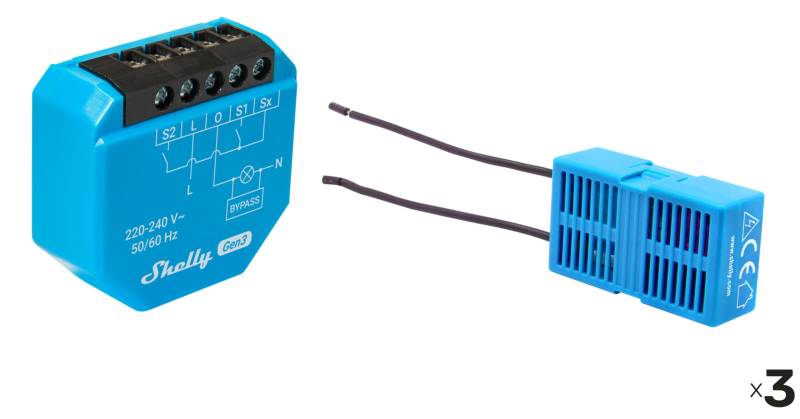 SHELLY Unterputz-Schalter 2L Gen3, 2-Kanal, WLAN, Bluetooth, 3 Stück von Shelly