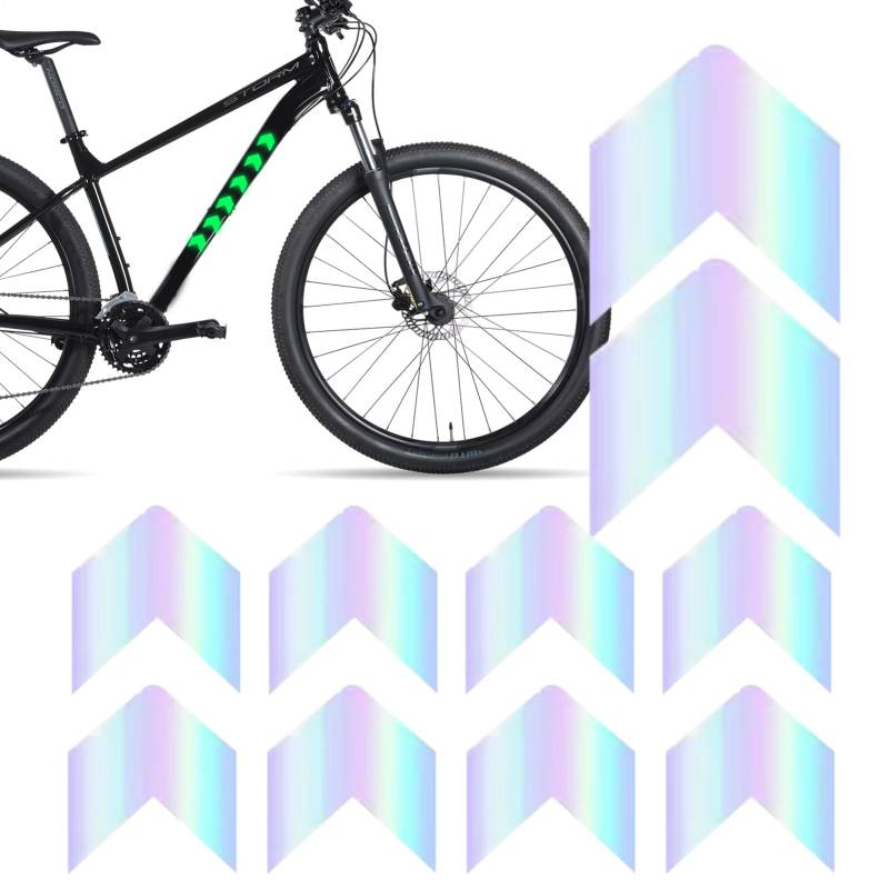 Shenrongtong Fahrradaufkleber für Rahmen, Aufkleber für Fahrräder,Reflektierende Fahrradaufkleber Aufkleber - 10x Klebstoff Kunstbandreflektoren für Helmwagen Motocross Mountain Scooter Kinderwagen von Shenrongtong