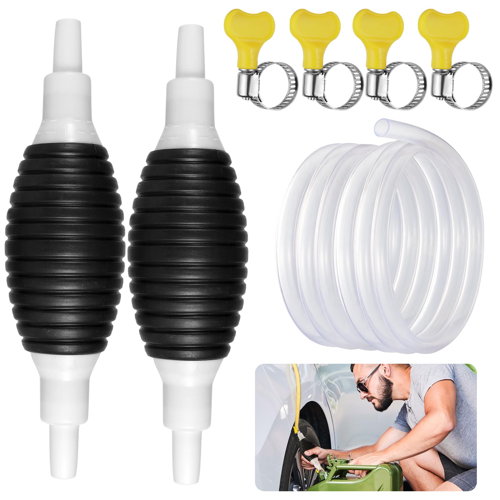 Sheryl&Rain 2Pcs Hand Kraftstoffpumpe, Handpumpe Umfüllpumpe Benzinpumpe, 4m Universal Notpumpe Hand Siphon Schlauch für Benzin Wasser Boot Auto Diesel Gas Öl Kraftstoff Sheryl&Rain 2Pcs Hand Kraftstoffpumpe, Handpumpe Umfüllpumpe Benzinpumpe, 4m Universal Notpumpe Hand Siphon Schlauch für Benzin Wasser Boot Auto Diesel Gas Öl Kraftstoff von Sheryl&Rain