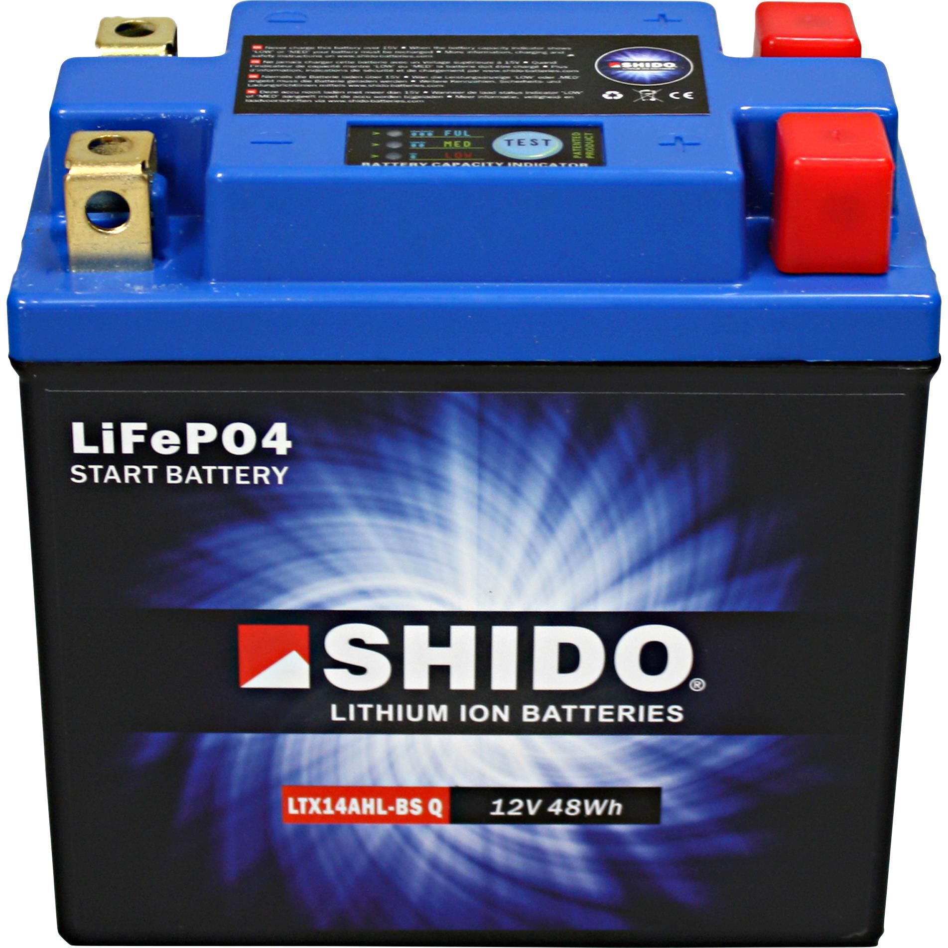 Shido Lithium Batterie LTX14AHL-BS Q, 12V, 4Ah (YB12/YB14) von Shido