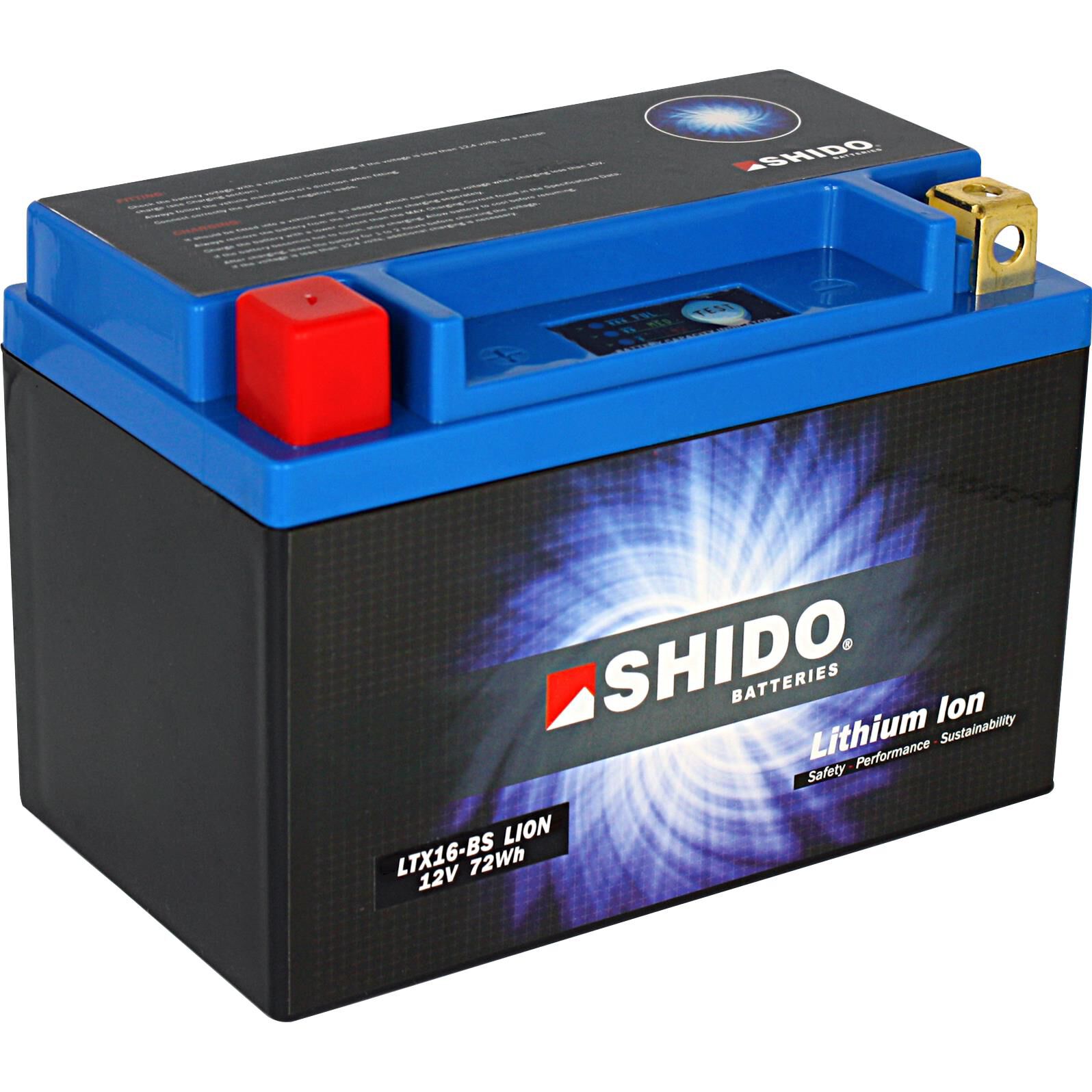 Shido Lithium Batterie LTX16-BS, 12V, 6Ah (YTX16-BS/-1) von Shido