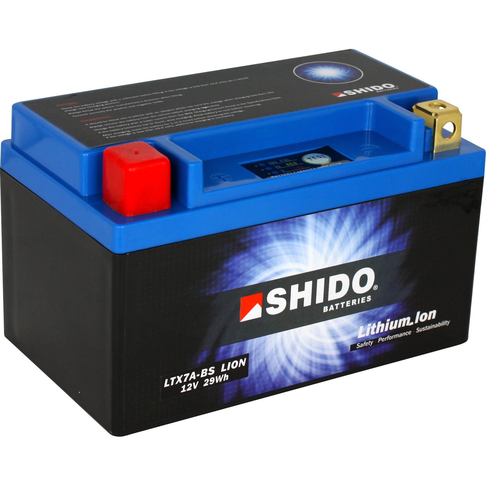 Shido Lithium Batterie LTX7A-BS, 12V, 2,4Ah (YTX7A-BS) von Shido