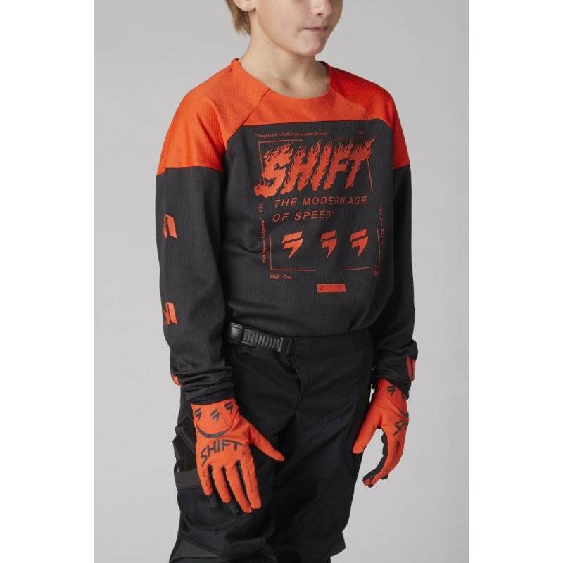 Shift Youth White Label Flame Jersey [Bld Org] von Shift