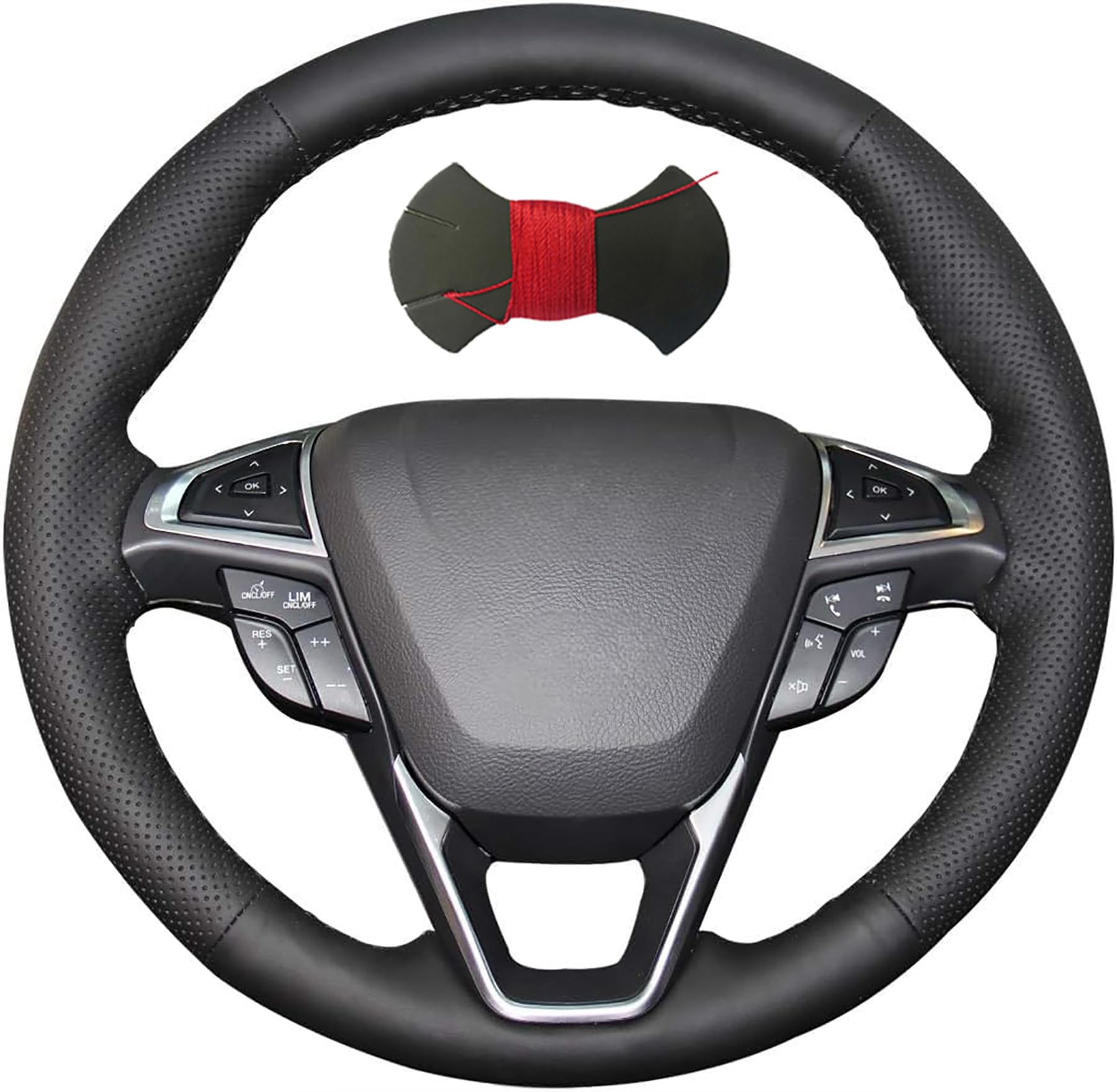 Shining wheat Lenkradhülle aus echtem Leder, für Ford Mondeo Fusion 2013-2019 EDGE 2015-2019, Schwarz Shining wheat Lenkradhülle aus echtem Leder, für Ford Mondeo Fusion 2013-2019 EDGE 2015-2019, Schwarz von Shining wheat