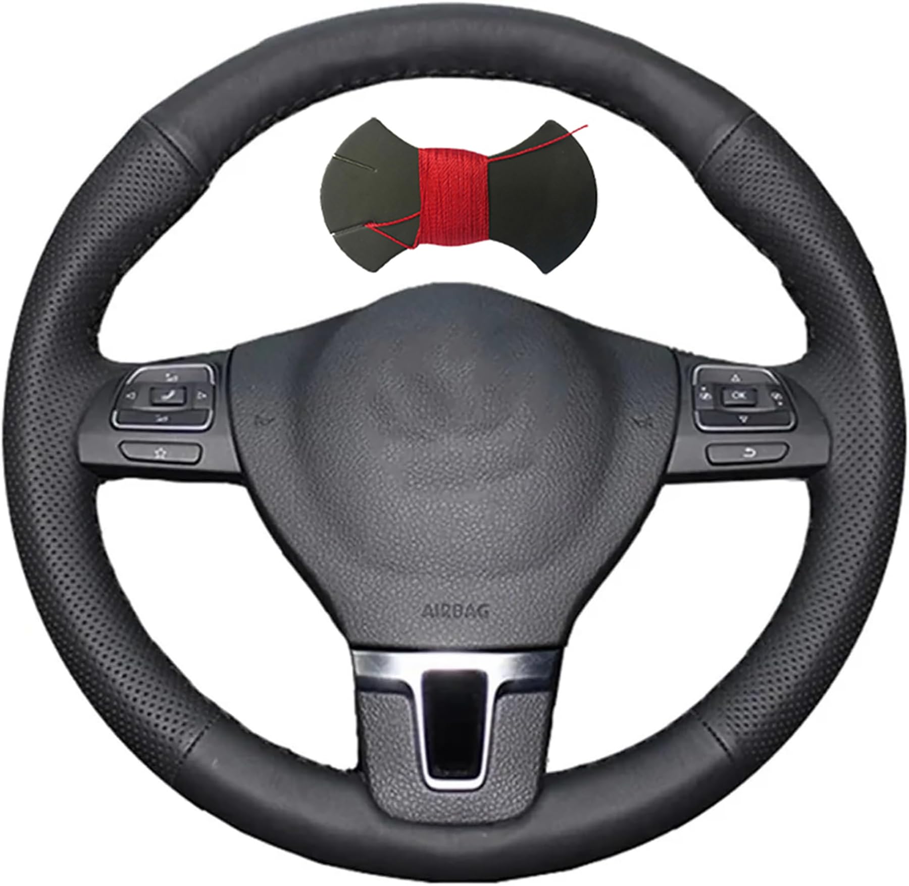 Shining Wheat Lenkradbezug für Volkswagen VW GOL Tiguan Passat B7 Passat CC Touran Jetta Mk6 Schwarz Leder Shining Wheat Lenkradbezug für Volkswagen VW GOL Tiguan Passat B7 Passat CC Touran Jetta Mk6 Schwarz Leder von Shining wheat