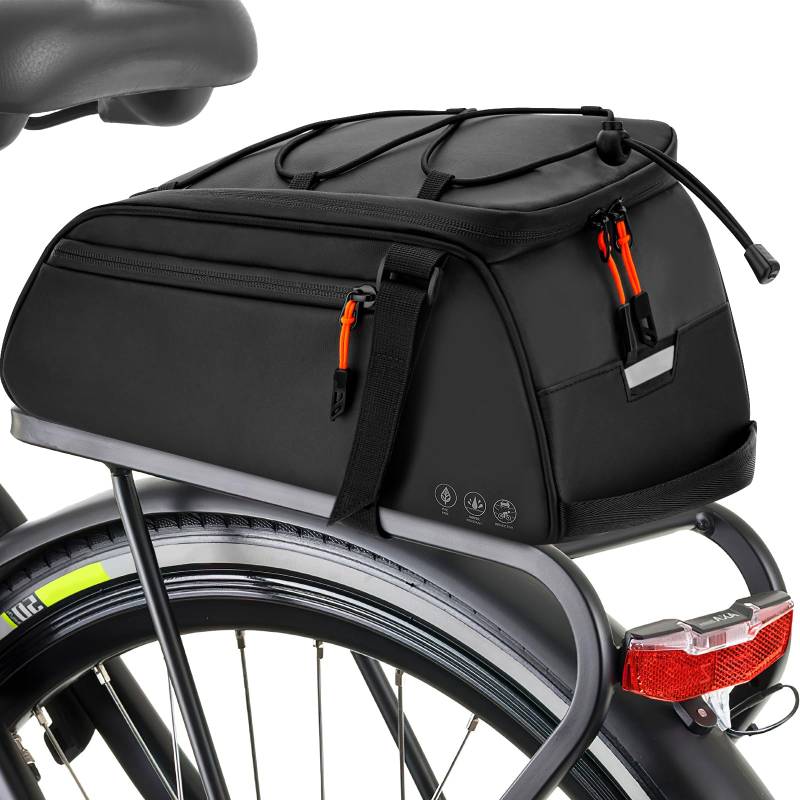 Shinkuro 2 IN 1 Gepäckträgertasche, 10L & Wasserdicht Fahrradtaschen für Gepäckträger, mit Tragegriff und Schultergurt, Fahrrad Taschen hinten, Fahrradtasche für Heckträger mit reflektierendem Bereich von Shinkuro