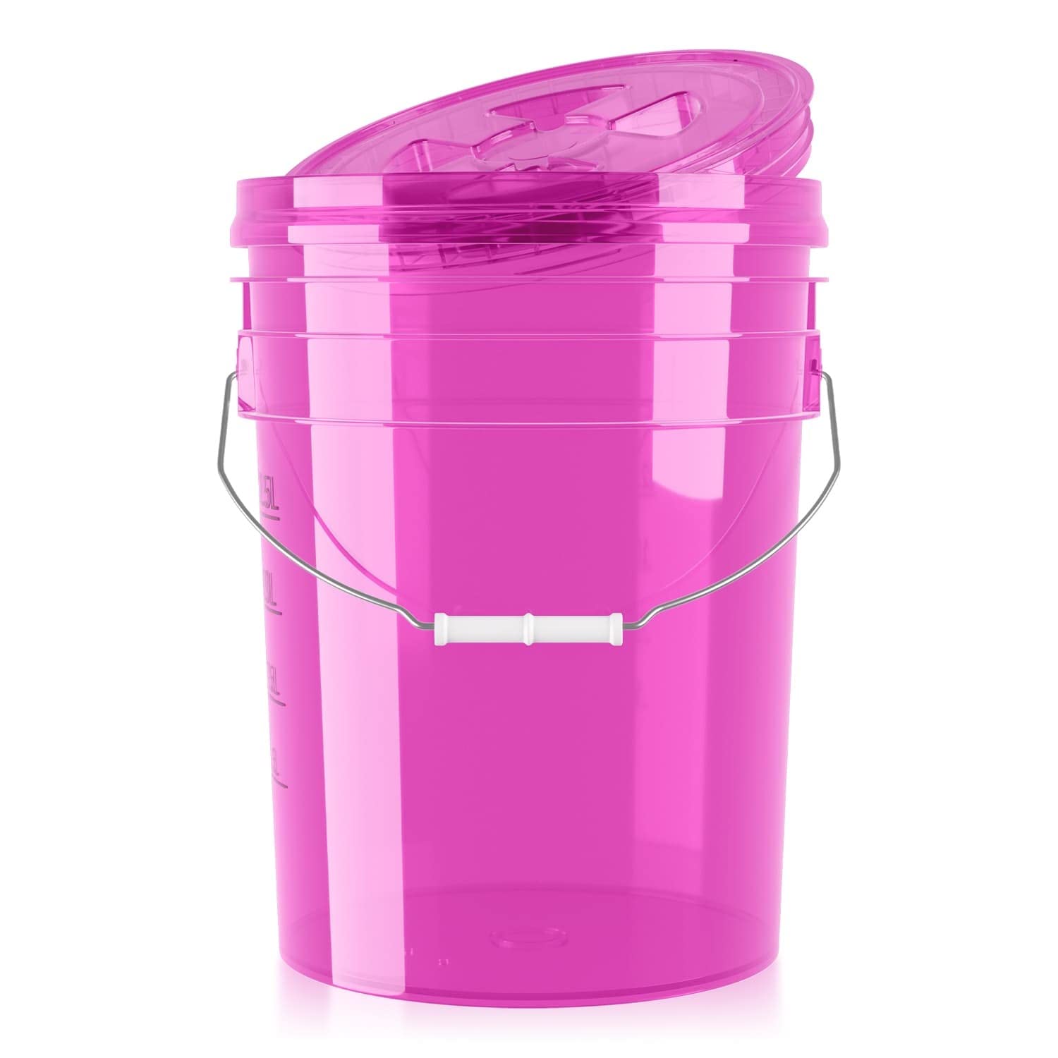 PERFORMANCE BUCKET Wascheimer für die Auto Handwäsche inkl. Deckel (clear pink) | 5GAL/19L - kompatibel: Detail Guardz - Dirt Lock & Scrub Wall, Dirt Trap Schmutzsieb & Gamma Lid | chemicalworkz von Shiny Freaks