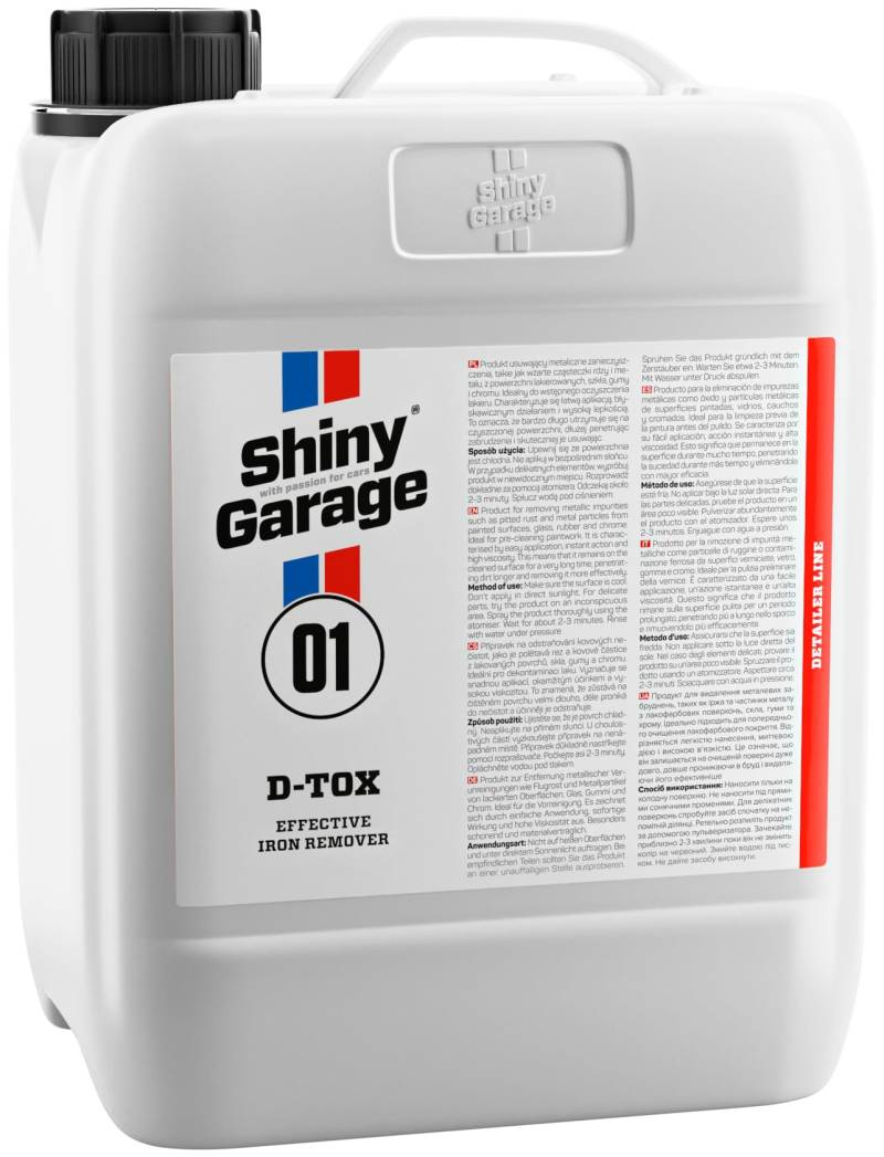 Shiny Garage Flugrostentferner Auto “D-Tox” Felgenreiniger 5l- Für Starke Verschmutzungen - Rostentferner Auto - Rostumwandler Spray - Flugrost Entfernen - Felgenreiniger Alufelgen von Shiny Garage with passion for cars