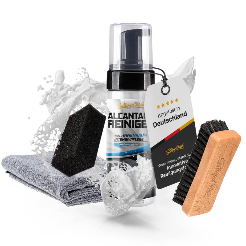 ShinyChiefs Velours Reiniger Set- Aktivschaumreiniger für Autositze - Velours Pflegemittel und Reiniger Auto, Mikrofaser und Textilien - Polsterreiniger für Autositze, 200ml von ShinyChiefs