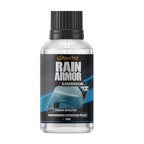 ShinyChiefs RAIN AMOR - Autoscheiben-Versiegelung mit hydrophobem Schutz - Lässt Regen und Schnee einfach abperlen - Langer Halt, Glasversiegelung mit Lotuseffekt für bis zu 2 Monate, 50ml von ShinyChiefs