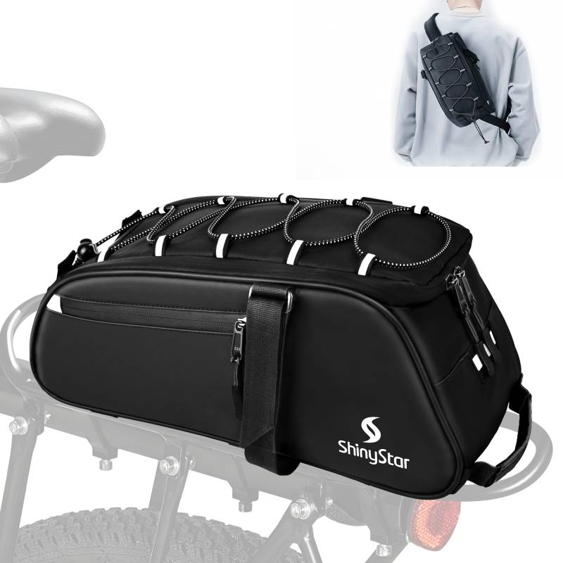ShinyStar Fahrradtaschen für Gepäckträger, 8L Gepäckträgertasche, Wasserdicht Fahrrad Radfahren Rücksitztasche, Multifunktionale 2-In-1 Gepäckträgertaschen mit Regenschutz Reflektierend von ShinyStar