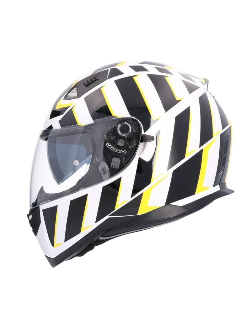 RAZZE Integralhelm, ECE zugelassen, Größe XL (61/62), Weiß und Gelb, SH881, limitierte Auflage, mit doppeltem Sonnenvisier, Uni von Shiro
