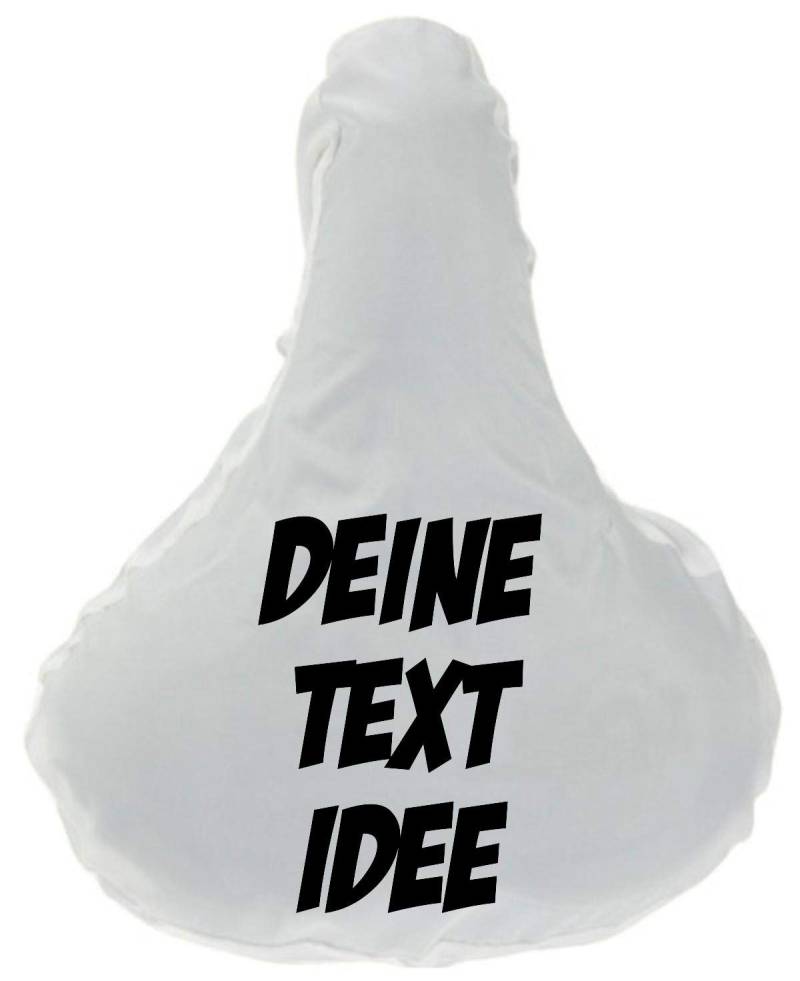 ShirtInStyle Premium Schonbezug Sattelbezug Sattelschutz mit deinem Wunschtext veredelt, Fahrrad, Schutz, Bezug, Hülle, Farbe Weiß von Shirtinstyle