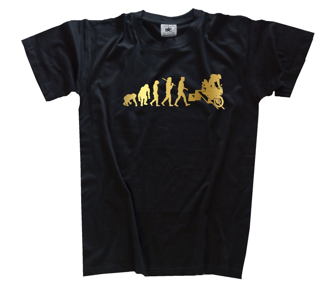 Shirtzshop T Shirt Gold Edition Transalp Motorrad Evolution, Schwarz, L, ss-evgol_transalp-t von Shirtzshop