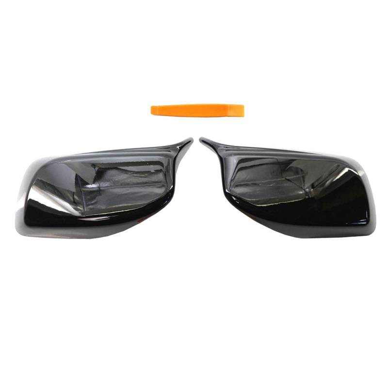 Shiwaki 2X Spiegelkappen schwarz glänzend für BMW E60 5er 2004-2007, 51167078360 51167078359 von Shiwaki