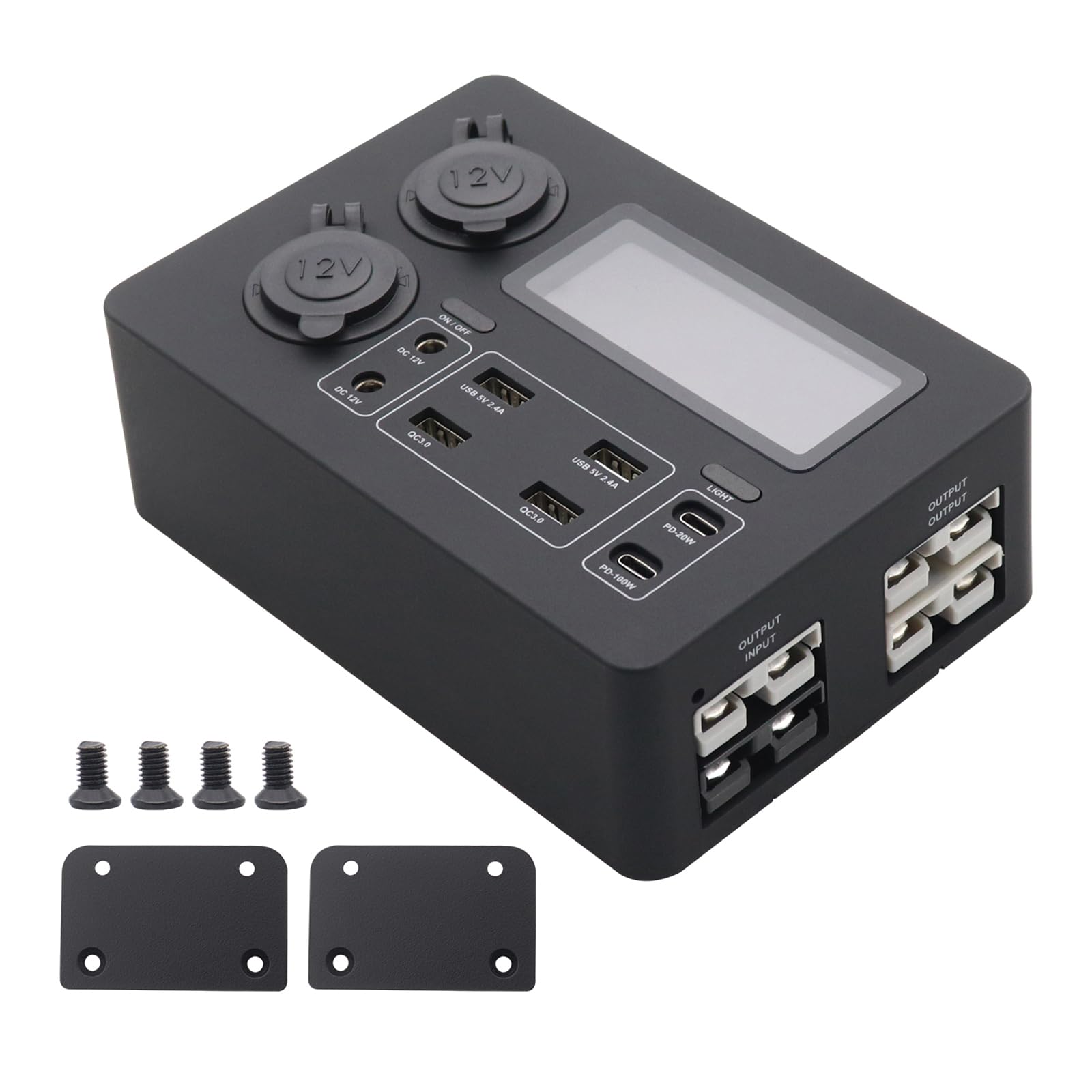 Shkalacar 12V 100W Tragbares Powerstation, Mini Power Box mit LCD Display, LED Leuchten, USB-C- und QC3.0-Anschlüssen, Tragbarer Steuer Hub für Wohnmobile SUVs Boote Yachten Autos Shkalacar 12V 100W Tragbares Powerstation, Mini Power Box mit LCD Display, LED Leuchten, USB-C- und QC3.0-Anschlüssen, Tragbarer Steuer Hub für Wohnmobile SUVs Boote Yachten Autos von Shkalacar