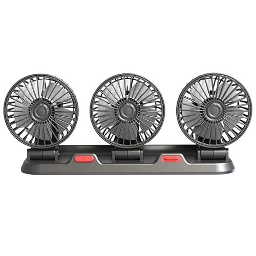 Shkalacar 3 Kopf Auto Ventilator,360° Drehung Tragbarer Fahrzeug Kühlventilator mit versteckter Aromatherapie-Box, 12V Zigarettenanzünder aktiviert, 2 Geschwindigkeiten Lüfter für Fahrzeuge,Wohnmobile von Shkalacar