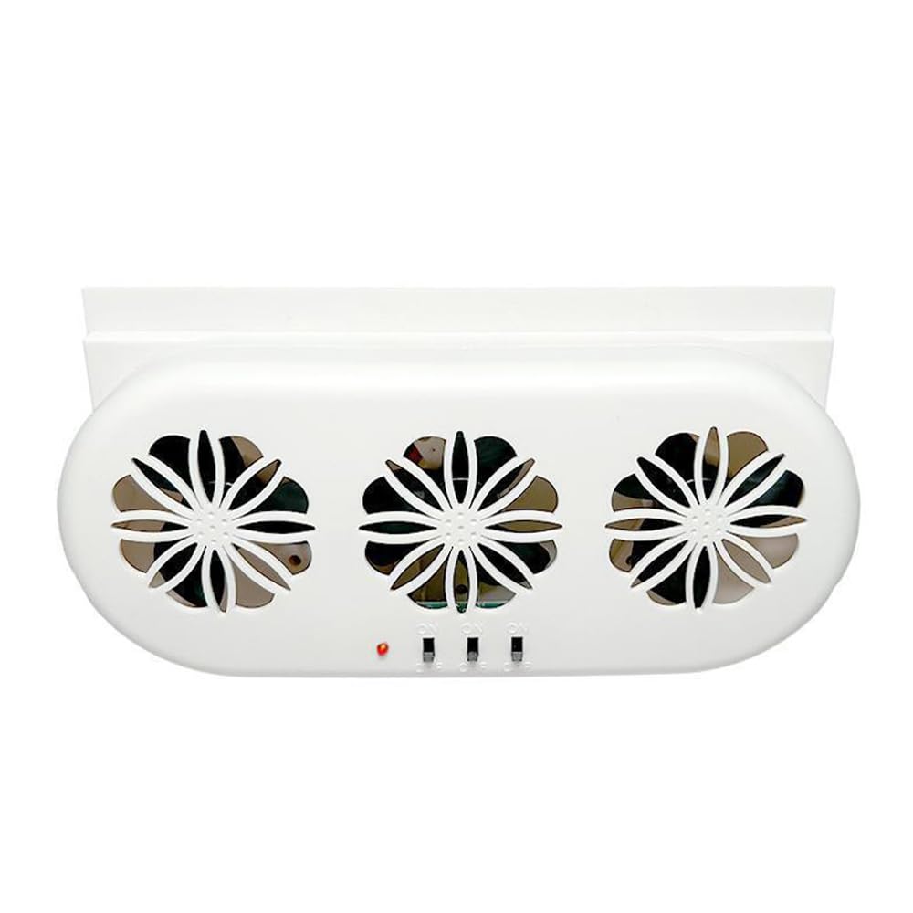 Shkalacar 3 Lüfter Auto Abluftventilator, USB Kfz Kühlerventilator mit unabhängigem Schalter, Dreifach Lüfterdesign, Silent Luftzirkulationsventilator Ventilator für Wärme ableiten (Weiß, USB) von Shkalacar