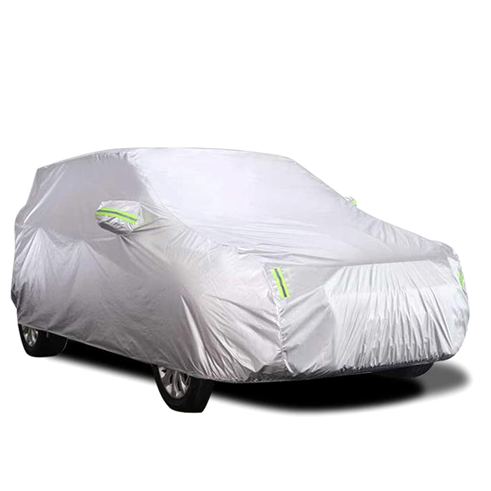 Shkalacar Autoabdeckung für den Außenbereich, Abdeckung für Autos, atmungsaktiv, UV-beständig, staubdicht, mit fester Schnalle, reflektierender Streifen (Silber, 4,5 x 1,75 x 1,5 m) von Shkalacar