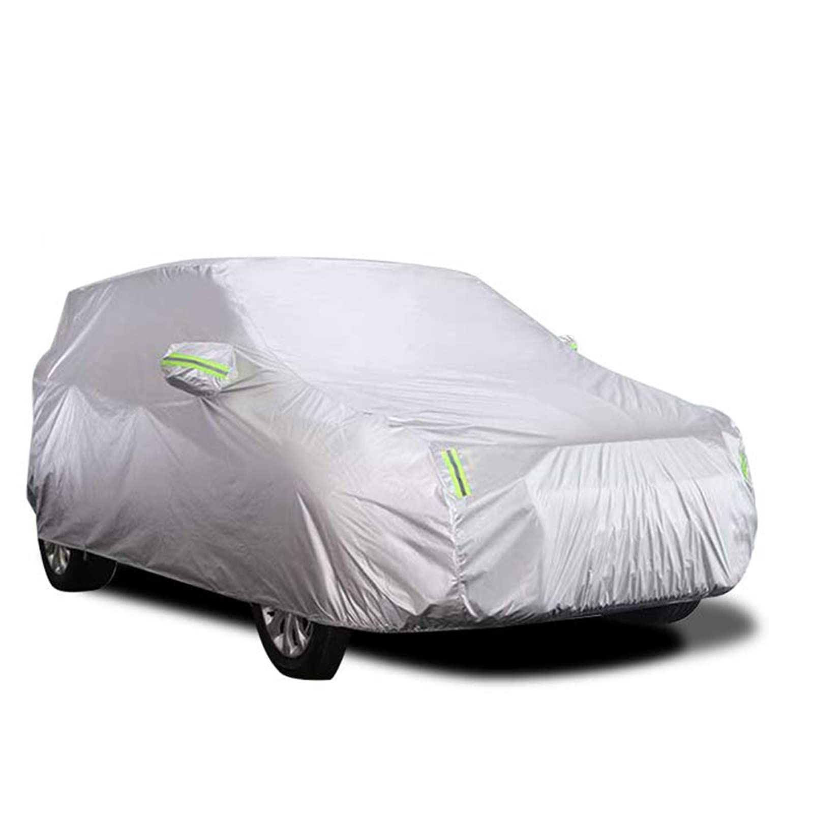 Shkalacar Autoabdeckung für den Außenbereich, Abdeckung für Autos, atmungsaktiv, UV-beständig, staubdicht, mit fester Schnalle, reflektierender Streifen (silberfarben, 4,7 x 1,8 x 1,5 m) von Shkalacar