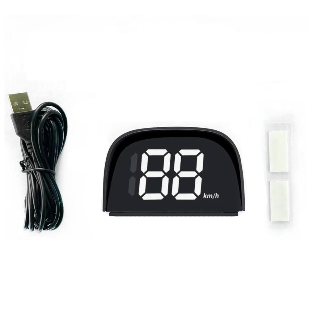 Shkalacar Digitaler Auto Tachometer, G P S Geschwindigkeitsmesser mit LCD Display, USB Plug and Play, Übergeschwindigkeitswarnung, Universal HUD Head Up Display für Bike Motorrad Auto(kilometers,Weiß) Shkalacar Digitaler Auto Tachometer, G P S Geschwindigkeitsmesser mit LCD Display, USB Plug and Play, Übergeschwindigkeitswarnung, Universal HUD Head Up Display für Bike Motorrad Auto(kilometers,Weiß) von Shkalacar