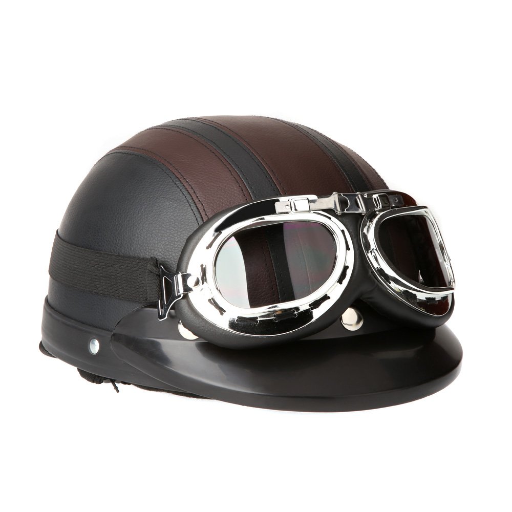 Shkalacar Motorradhelm, Vintage, Scooter, Chopper, Motorradhelm, offenes Gesicht, mit UV-Visierbrille von Shkalacar