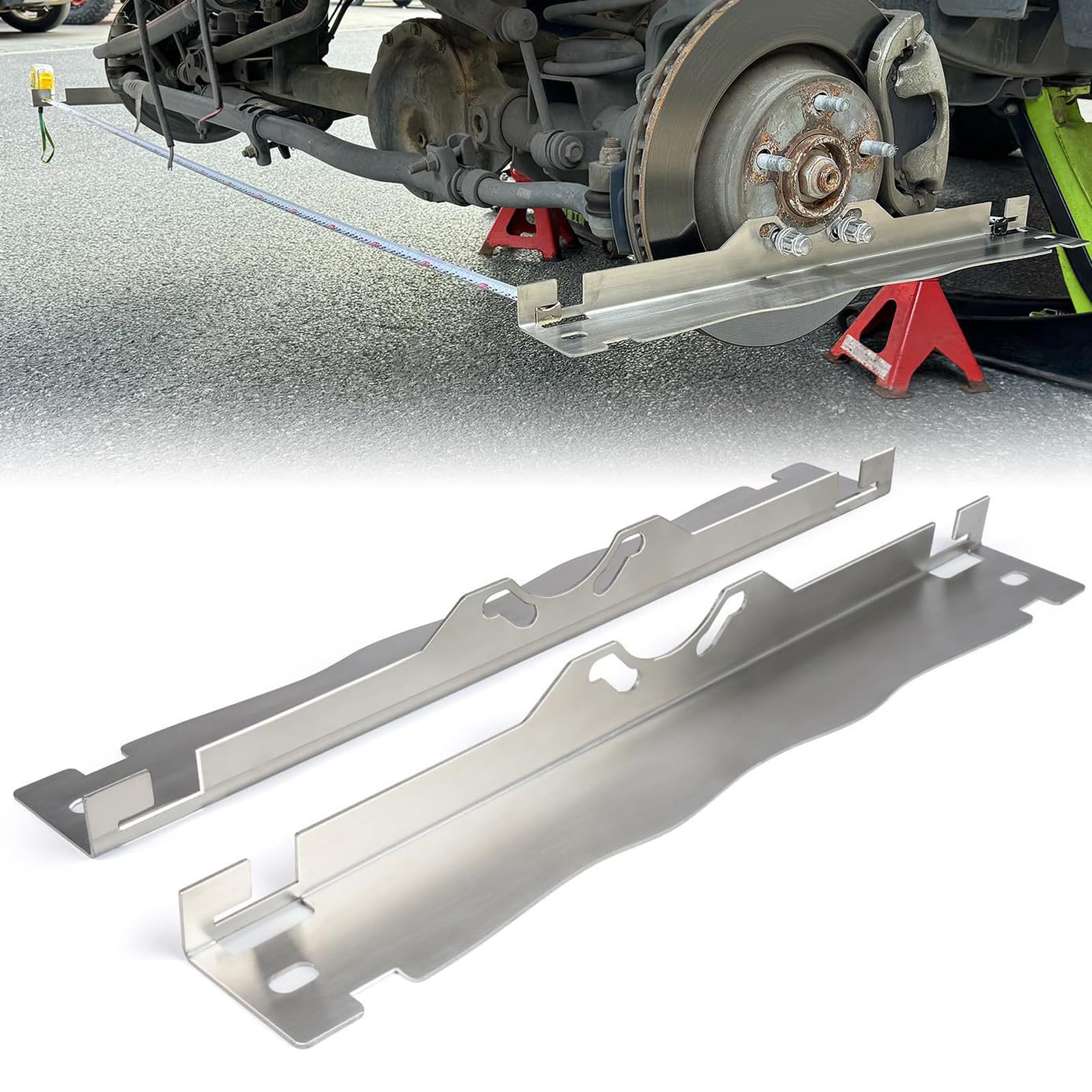 Shkalacar Robuste Werkzeugplatten zur Spureinstellung, 2 Stück Spurvermessungsplatten aus Edelstahl mit Aufhängelöchern, Achsvermessungswerkzeug Ersatzteile Zubehör(Silber) von Shkalacar