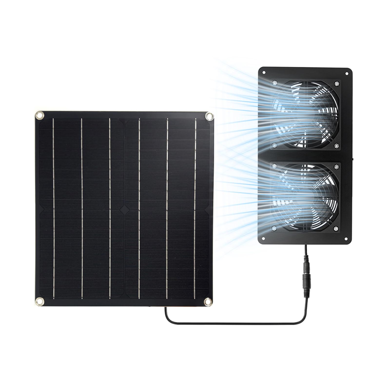 Shkalacar Solarbetriebener Dual-Ventilator, Solar Powered Fan mit 20W Solarpanel, 2200 U/min Solarpanel Lüfter Kit für Hühnerstall Gewächshaus Hundehütte Schuppen Dachboden von Shkalacar