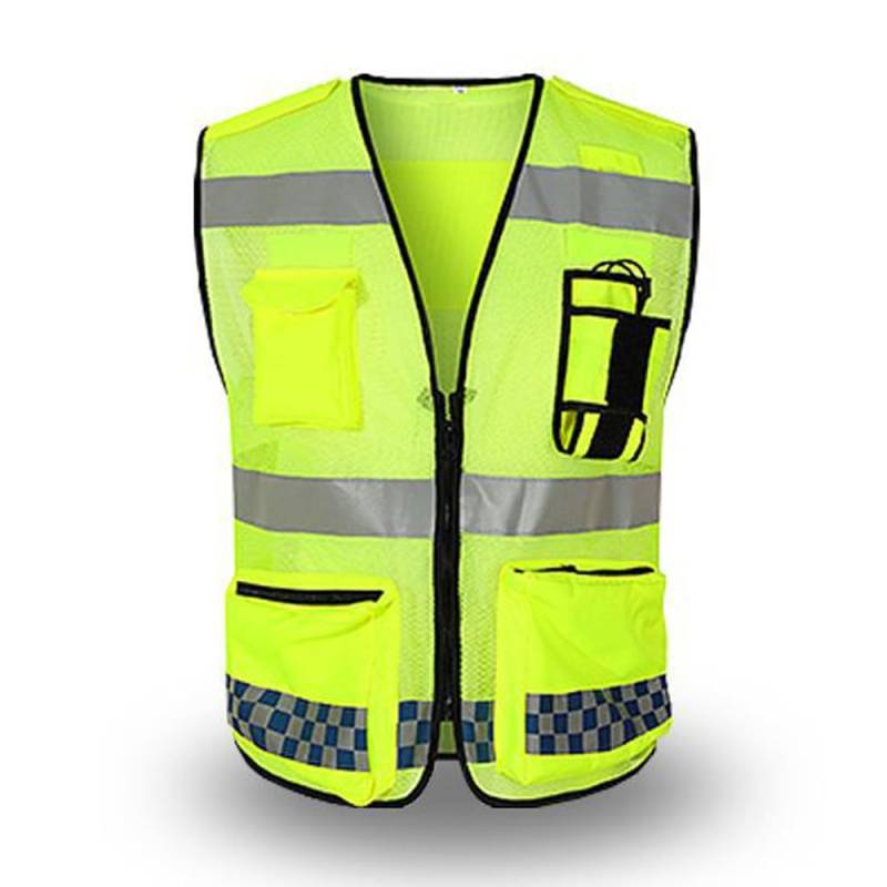 Shkalacar Warnweste für Herren and Damen, Atmungsaktive Reflektierende Sicherheitsweste mit Taschen und Reißverschluss,Gut sichtbare Bauweste und Arbeitsweste für Verbreitet darunter Flughäfen(Gelb,L) von Shkalacar