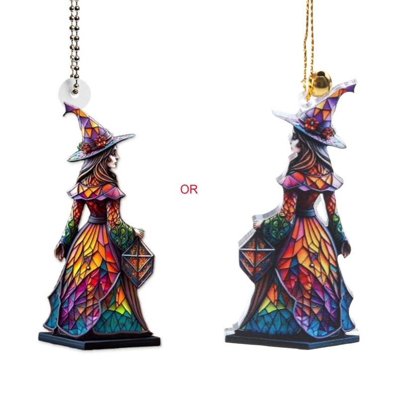 Auto Rückfahrspiegel Hanges Orament Auto Innendekoration Acryl Halloween Witch Decor Geschenkwagen Anhänger von Shntig