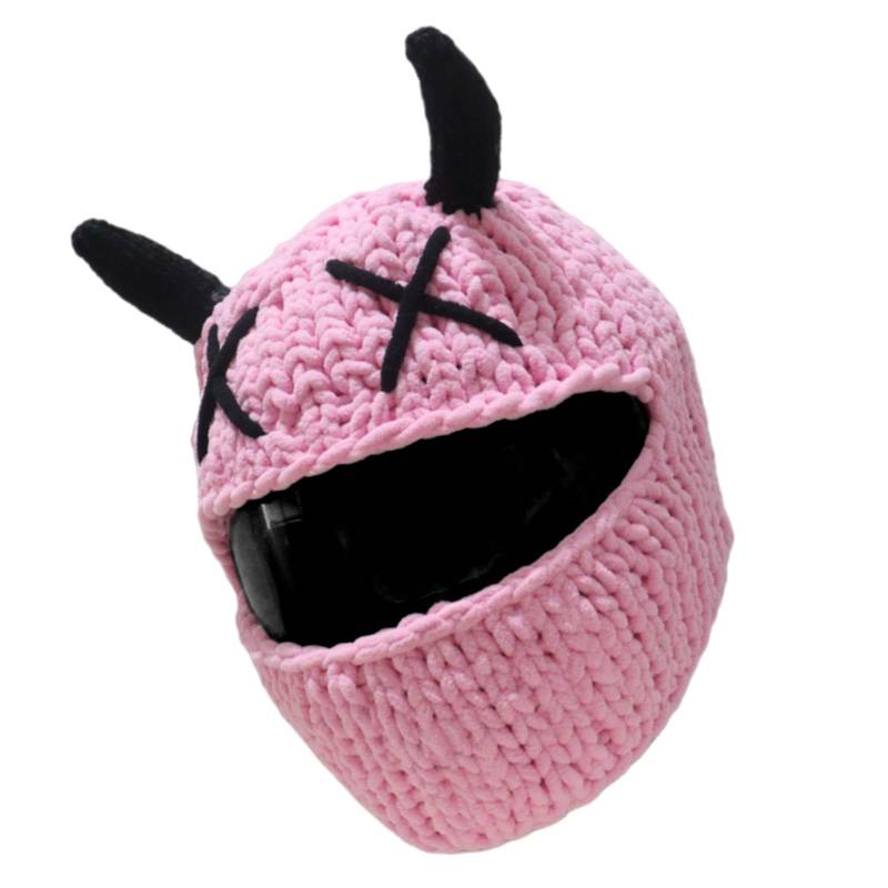 Devil Horn Plush Motorcycle Helme Deckt Umfassen Volle Gesichtsschutz Antiskretternhelme von Shntig