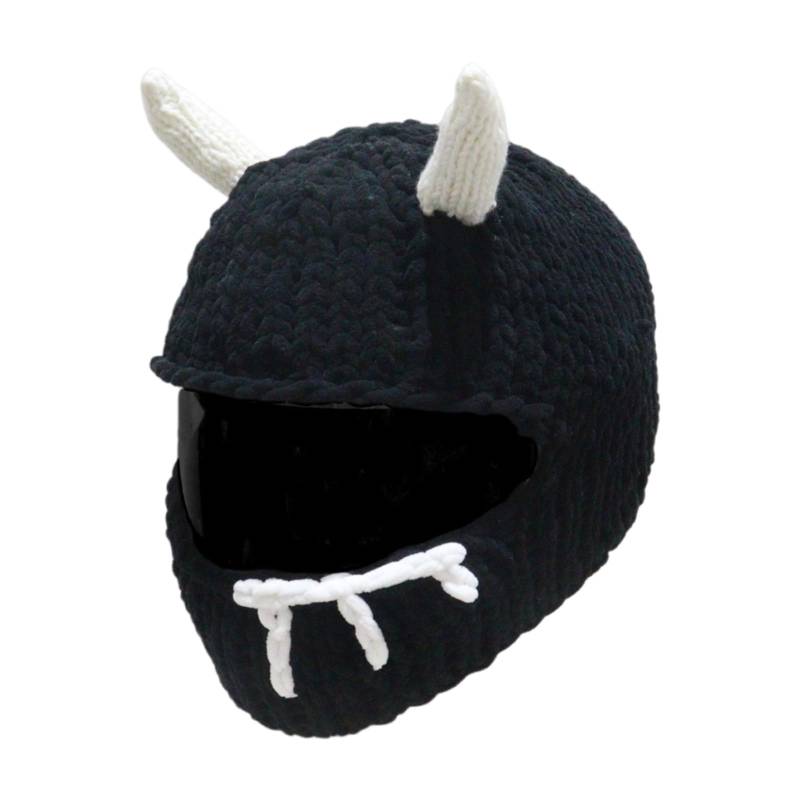 Devil Horn Plush Motorcycle Helme Deckt Umfassen Volle Gesichtsschutz Antiskretternhelme von Shntig