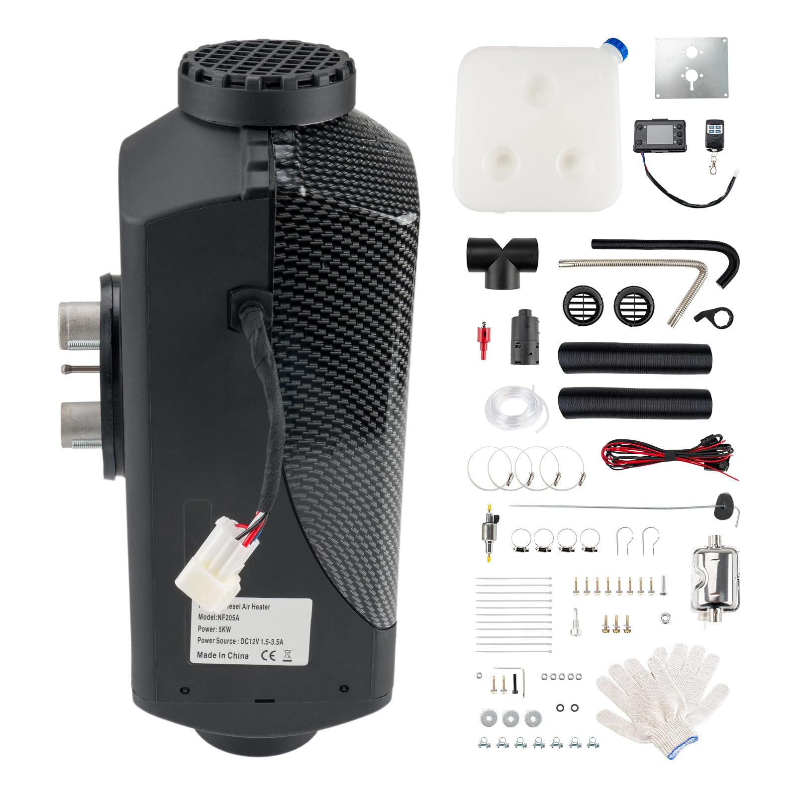 ShockFlo 5KW Standheizung Diesel 12V Lufterhitzer Tragbar Luft Dieselheizung Diesel Ruhig Air Diesel Heizung w/Schalldämpfer Fernbedienung LCD-Display for Auto Boot Zeltheizung Schwarz Texturiert ShockFlo 5KW Standheizung Diesel 12V Lufterhitzer Tragbar Luft Dieselheizung Diesel Ruhig Air Diesel Heizung w/Schalldämpfer Fernbedienung LCD-Display for Auto Boot Zeltheizung Schwarz Texturiert von ShockFlo