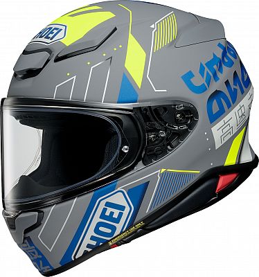 Shoei NXR2 Accolade, Integralhelm - Matt Grau/Blau/Neon-Gelb - S von Shoei