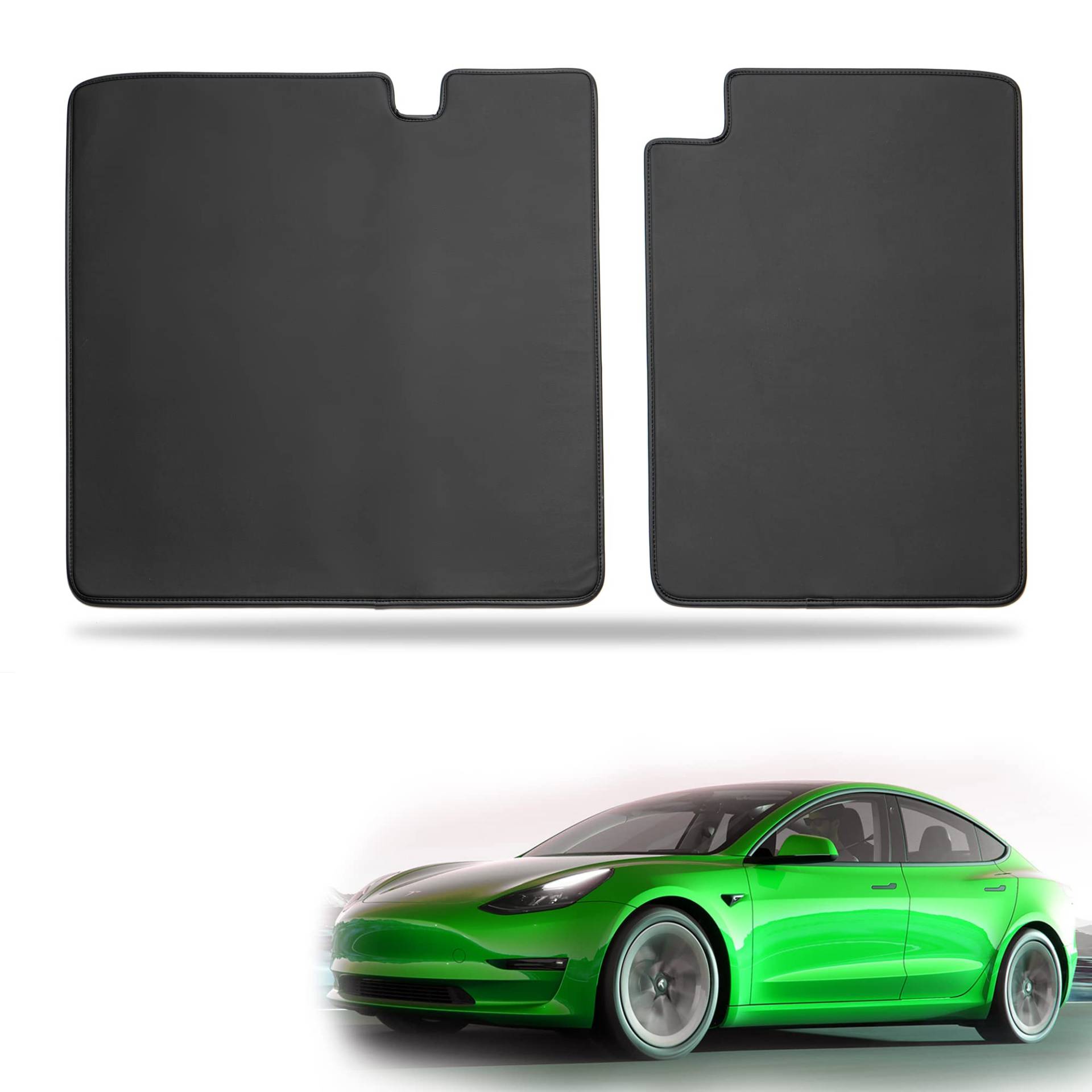 Shop4EV Schonbezüge für Tesla Model 3 - Kofferraumschutz, Kunstleder, Klett-Befestigung, hochwertige Naht, umklappbare 2. Sitzreihe von Shop4EV