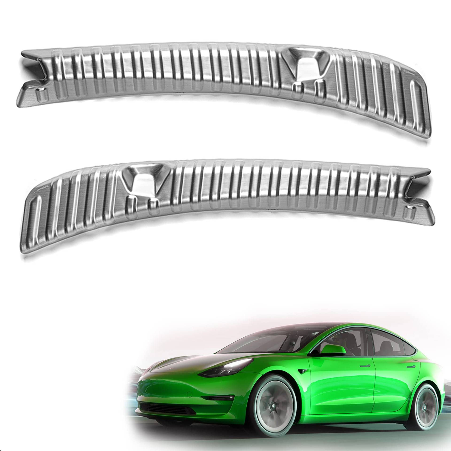 Shop4EV Schutzblenden Set für Tesla Model 3 (vor 10/23) – Kratzschutz, Ladekantenschutz, einfache Montage. Hochwertige Optik und rostfrei. Abdeckung für vorhandene Schäden (Silber) von Shop4EV
