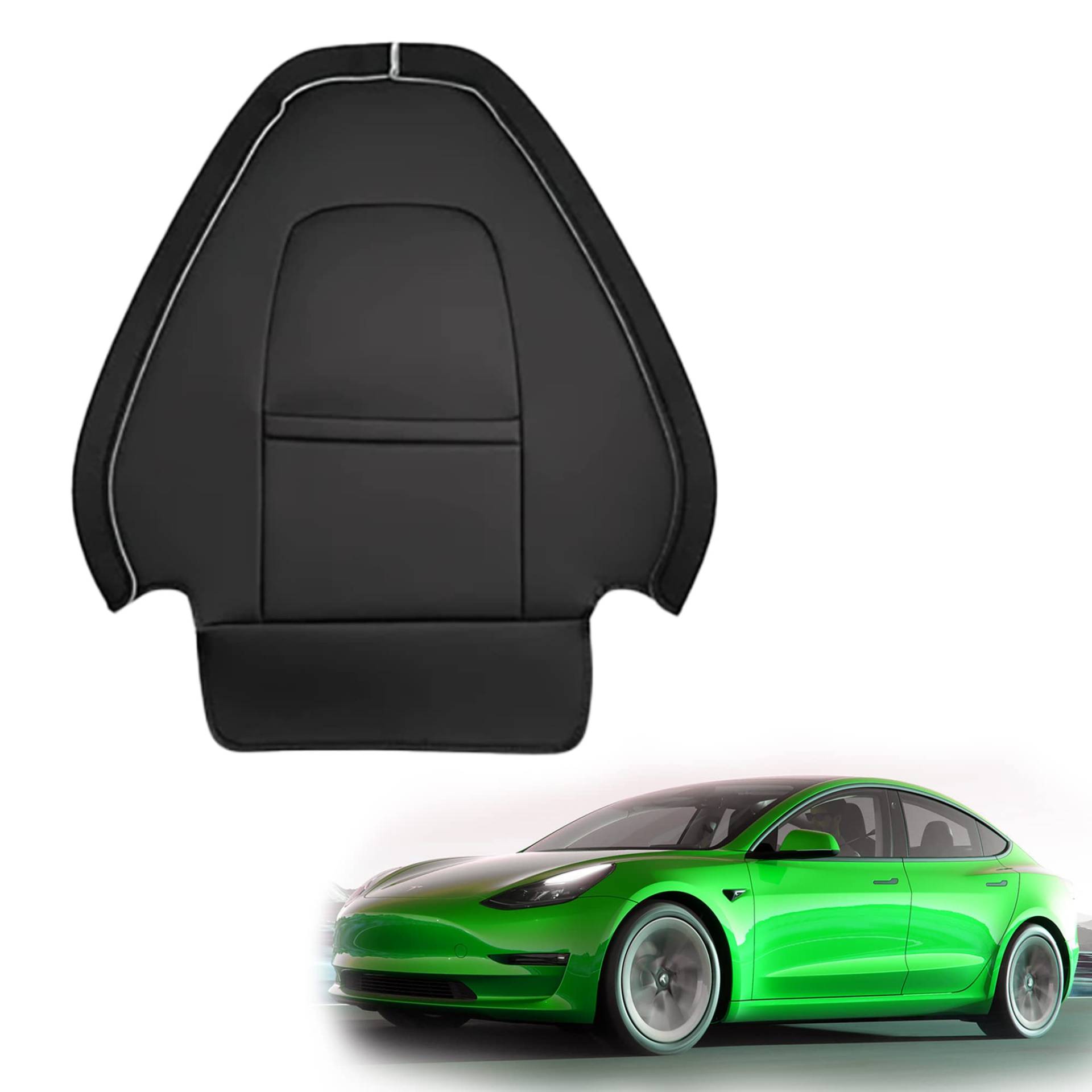 Shop4EV Trittschutz für Tesla Model 3 und Model Y - Rückenlehnen-Schutz aus robustem Kunstleder mit Organizerfach - 2er-Set für Vordersitze - Einfache Montage und Premium Optik von Shop4EV